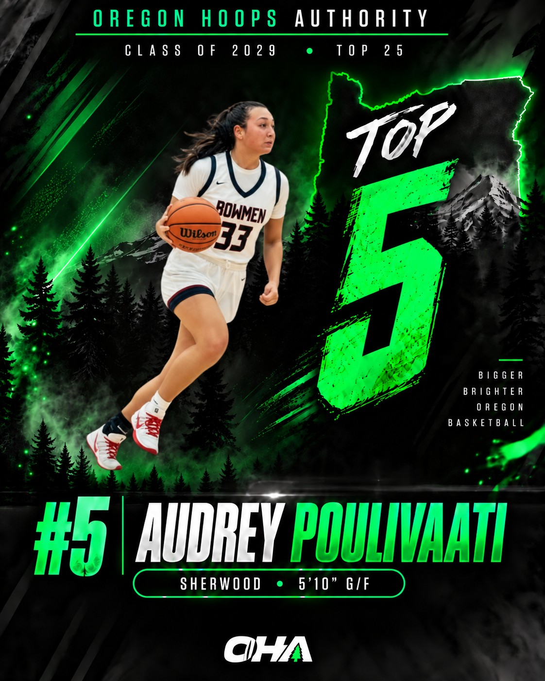 No. 5 Audrey Poulivaati, Sherwood 5'10" G/F, OHA Class of 2029